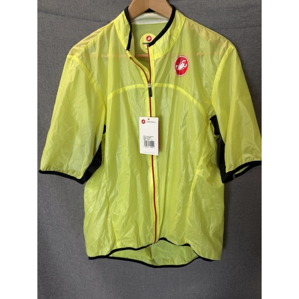 Castelli Sottile Due Shorty Jacket Yellow Fluo Mens XXL New Full Zip Short Sleev